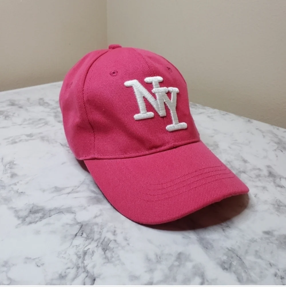NY Embroidered Hot Pink Baseball Cap - Adjustable Y2K Style